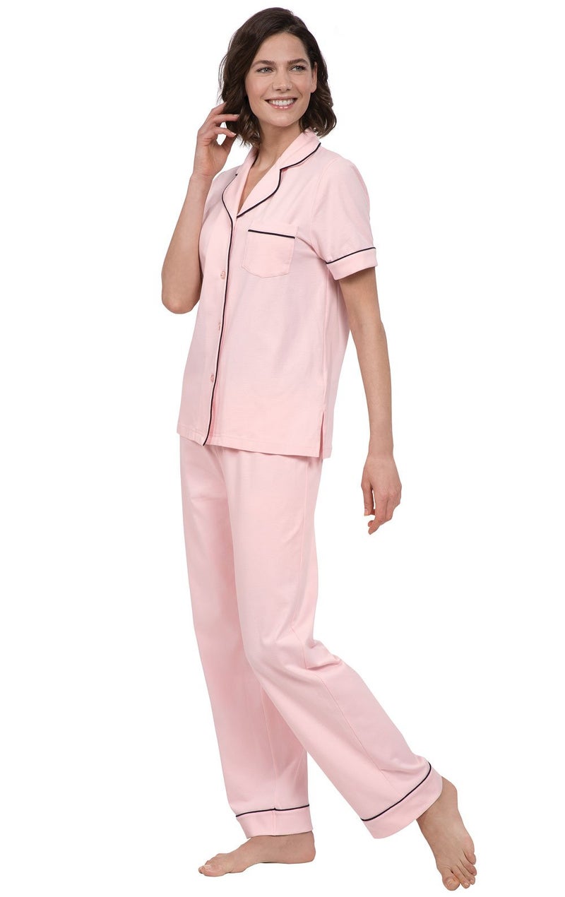 PajamaGram Womens Pajama Set Soft - Short Sleeve PJs for Women, Pink, M, 8-10 - Image 2
